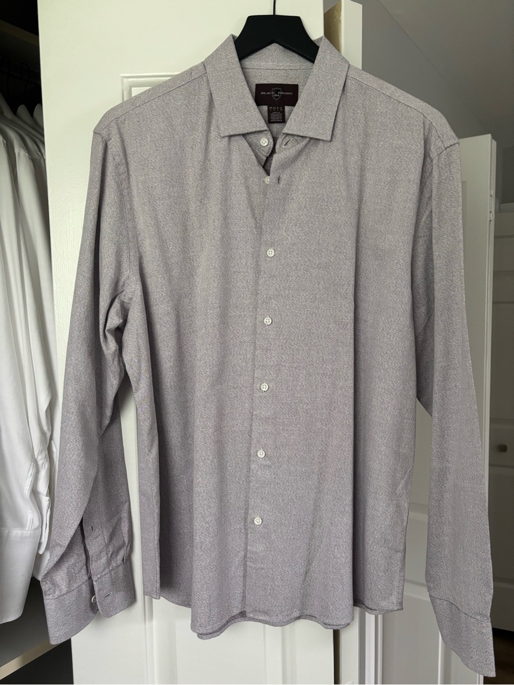 Black Brown 1826 Men's Long-Sleeve Dress Shirt — Light Gray, SIZE L
